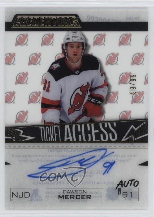 2024 Upper Deck Credentials Update Acetate Ticket Access /99 Dawson Mercer Auto - Image 1 of 3