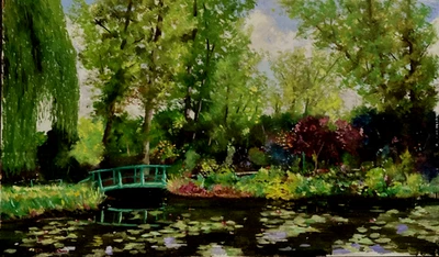 Mike Samson Monets Garten in Giverney Öl auf Karton Gemälde - Bild 1 von 4