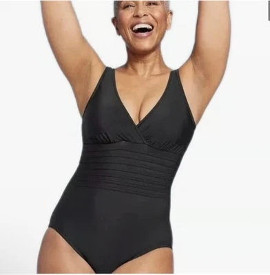 Traje de baño de una pieza con control de barriga negro verde aguamarina mediano nuevo con etiquetas Foto 1 de 4