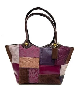 NEW COACH BLEECKER PURPLE SUEDE LEATHER SIGNATURE PATCHWORK TOTE BAG 14045 RARE! - Picture 1 of 1