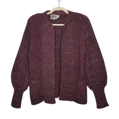 Vintage Joyce Knit Sweater Cardigan Medium 80s Shoulder Pads Art Grandma Cottage - Image 1 of 4