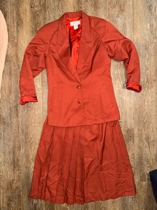 VINTAGE Laura Henson Naranja Quemado 3 Piezas Traje Falda, Pantalones y Chaqueta Mujer’s 8 - Imagen 1 de 16