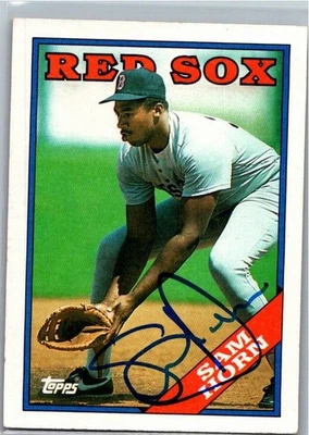 1988 -Sam Horn- Topps Autograph/Signed/Auto Baseball Card #377 Red Sox - Image 1 of 2