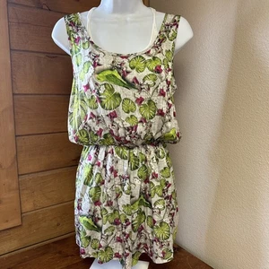 Sinesia Karol XS Silk Romper lined pockets Parrakeet Floral print Tropical - Picture 1 of 16