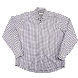 Peter Millar Silk Blend Dress Shirt Mens Large Blue Purple Windowpane Plaid - Picture 1 of 7