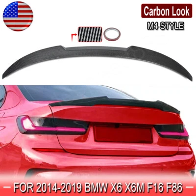 For BMW X6 F16 X6M 2015-2019 2016 Carbon Fiber Look Rear Trunk Spoiler Wing Lip Foto 1 de 4