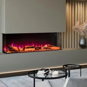 3-Sided Electric Media Fireplace 40~70" Wall Recessed Inset Fire Glass Panoramic - Picture 1 of 36