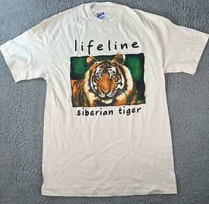 Vintage T Shirt 1992 Lifeline Siberian Tiger Mens Medium Hanes Macey Deadstock
