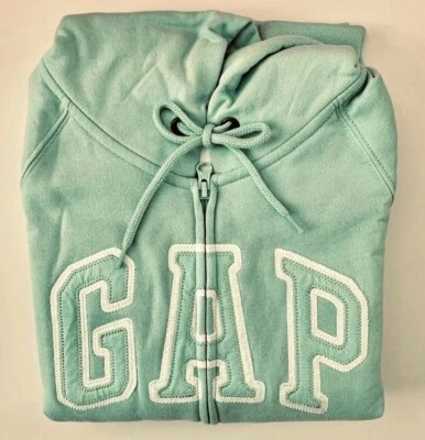 GAP LOGO Sudadera con Capucha Frontal Cierre Completo Cremallera Sudaderas Mujer Talla Pequeña Verde Menta Foto 1 de 4