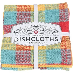Check Dishcloth Set Cotton Lemon - Picture 1 of 3