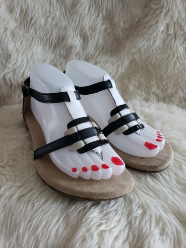 Sandalo gladiatore Clarks Qwin Adonia nero bianco e marrone chiaro taglia 6 5 M