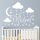 Personalized Name Wall Decal Boy Girl Clouds Moon Decal Stars Nursery Decor F68
