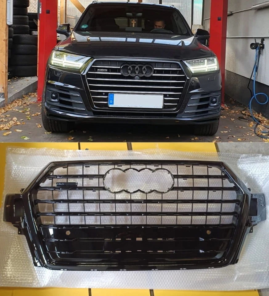 Para Audi Q7 4M 2016+ Parrilla Radiador Rejilla Delantera en SQ7 look negro negro - Imagen 1 de 4