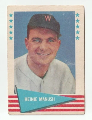 1961 - Heine Manush - Fleer Baseball Greats #57 en muy buen estado - Washington Senators Foto 1 de 2