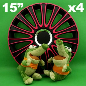 Radkappen 15" LeMans ★4 Stück ★ SCHWARZ+PINK für MITSUBISHI Carisma Colt MINI - Bild 1 von 1