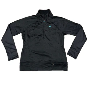 Under Armour Cold Gear Womens Large Black Pullover Jacket 1/4 Zip Semi-Fitted - Picture 1 of 6