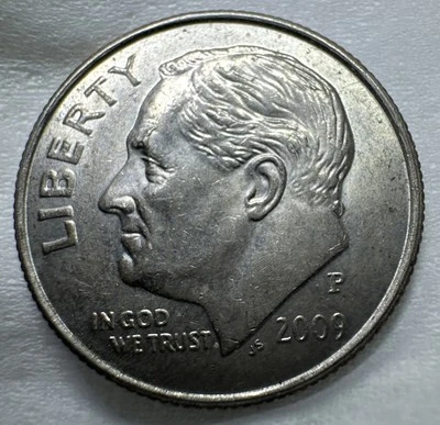 2009 P Roosevelt Dime - Large Drooling Obverse Die Chip  - Rare Mint Error Coin - Image 1 of 4