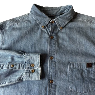 Solaris Mens Blue Denim Button Down Long Sleeve Shirt XLT Casual Chambray - Image 1 of 4