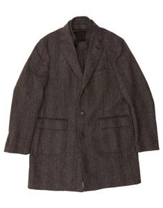 CORNELIANI Mens Overcoat IT 56 3XL Grey Herringbone Wool AX12 - Picture 1 of 3