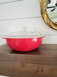 1952 Vintage Pyrex 2qt Round Casserole #024 Pink Flamingo W/ Lid 624C 187 - Picture 1 of 16