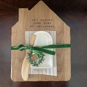 Mud Pie House Home 🏡 Juego de tazas de inmersión, tablero 10" x 7 1/2", marrón - Imagen 1 de 5
