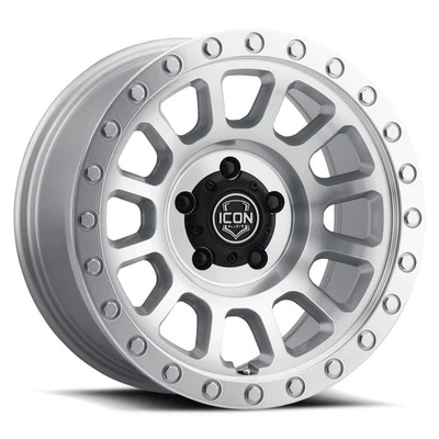 17x8.5 Icon Alloys Hulse Silver Machined Wheels 6x5.5 (25mm) Set of 4 - Image 1 of 4