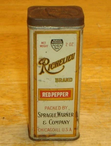 Vintage Richelieu Red Pepper 2 oz Metal Spice Tin Sprague, Warner  & Co. Chicago - Picture 1 of 6