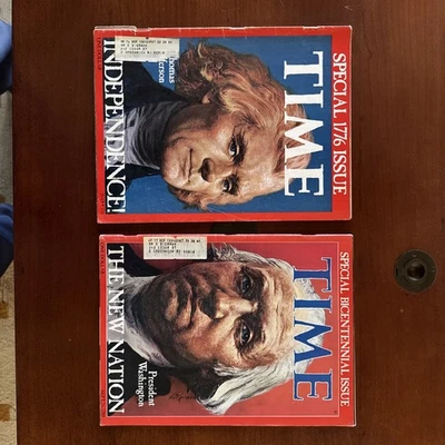 2 Special Bicentennial Issues of TIME Magazine 1789 & 1776 Washington Jefferson - Image 1 of 3