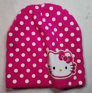 Sanrio HELLO KITTY Pink / White Polka Dots Beanie Toboggan Hat Winter Cap NWOT - Picture 1 of 4