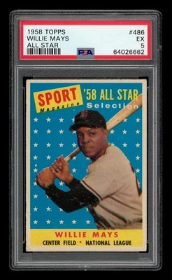 1958 Topps Set-Break #486 Willie Mays All Star PSA 5 EX Foto 1 de 3