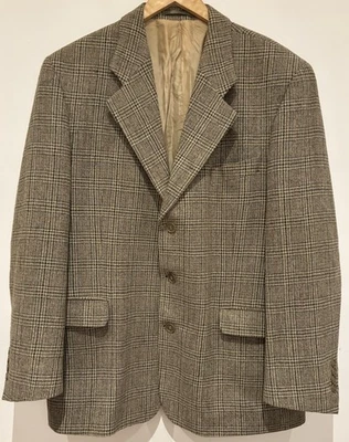 Abrigo deportivo de tweed vintage 46R YSL Yves Saint Laurent Pour Homme a cuadros glen Foto 1 de 4