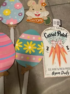 5 Pieces Easter Bunny Wooden Signs Easter Decorations - Picture 1 of 3