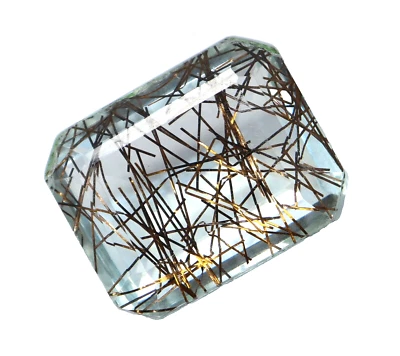 Natürlich 71 Karat Zertifiziert Smaragd Schnitt Braune Rutil Quarz Lose Dublette - Bild 1 von 4