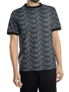 EA7 Men's Logo Pattern T-Shirt, Black - Picture 1 of 6