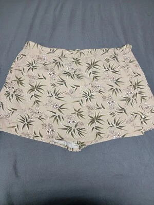 BLANCO CIERVO ~ SKORT ~ Mujer Plus 26/28W Bronceado Con Flores 100% Algodón Skort Foto 1 de 4