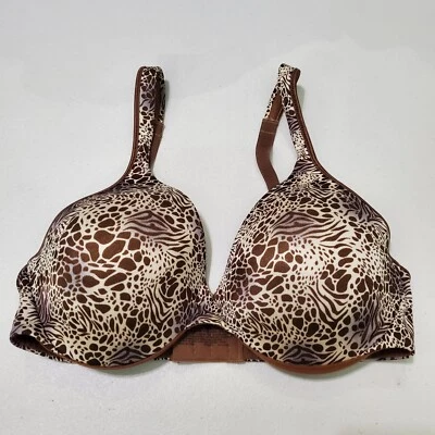 Sujetador Bali para mujer 34D marrón estampado de cebra push up con aros correas ajustables Foto 1 de 4
