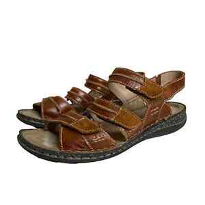 Josef Seibel Brown Leather Slingback Comfort Sandals Women’s Size 37 US 6 6.5