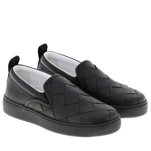 Bottega Veneta 578303 Black Leather intrecciato Daniel Lee Loafers shoes sz