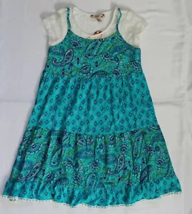Speechless Girls Dress Sz 12 Teal Blue Paisley Spaghetti Strap Built-in Lace Top - Picture 1 of 11