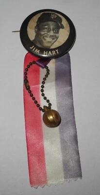 1960s Baseball Jim Hart San Francisco Giants Stadium Souvenir Pin Button Pinback - Image 1 of 3