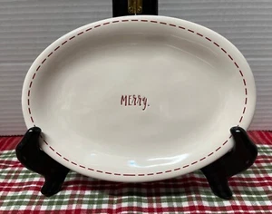 RAE DUNN OVAL MERRY 8” Heavy OVAL SERVER Plate Platter Christmas - Picture 1 of 3