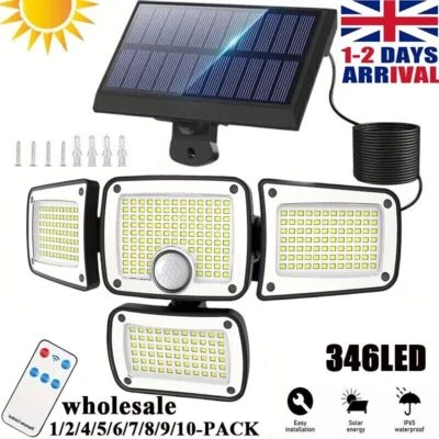 Solar Power LED Wall Light Security Outdoor Garden Flood Lamp PIR Motion Sensor - Image 1 of 4