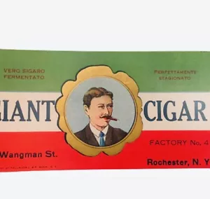 Etichetta sigaro vintage carta effimera pubblicità fumo gigante Rochester New York NY 5 - Foto 1 di 3