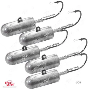 Peces 5 piezas ¡GUAU! Cabeza de plantilla de bala 8 oz 10/0 gancho mustad 32786 níquel 2x fuerte - Imagen 1 de 8
