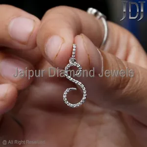 Natural Pave Diamond Pendant Solid 14k White Gold S Initial Charm Letter Pendant - Picture 1 of 12