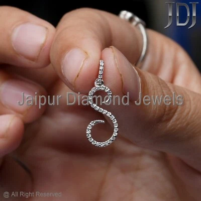 Colgante Pavé Natural Diamante Oro Blanco 14k S Inicial Dije Letra Colgante Foto 1 de 4