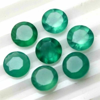 Venta al por mayor Lote de piedras preciosas calibradas sueltas de ónix verde natural faceta redonda de 8 mm Foto 1 de 3