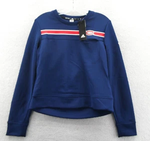 Montreal Canadiens Sweatshirt Womens Small Adidas Blue Hockey NHL Knit Sport New - Picture 1 of 9