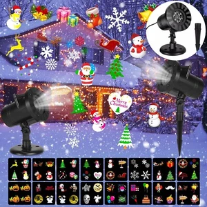Christmas 16 Slides LED Snowflake Projector Moving Outdoor Landscape Xmas Lamp - Picture 1 of 13