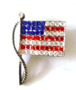 USA American Flag Patriotic Spirit Brooch Pin Independence Day Gift - 71 Stones - Picture 1 of 7